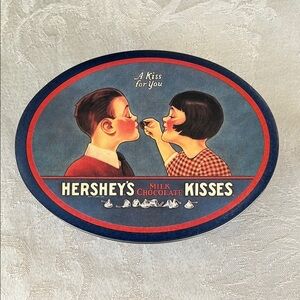 Hershey's Milk Chocolate Kisses Oval Tin-Empty